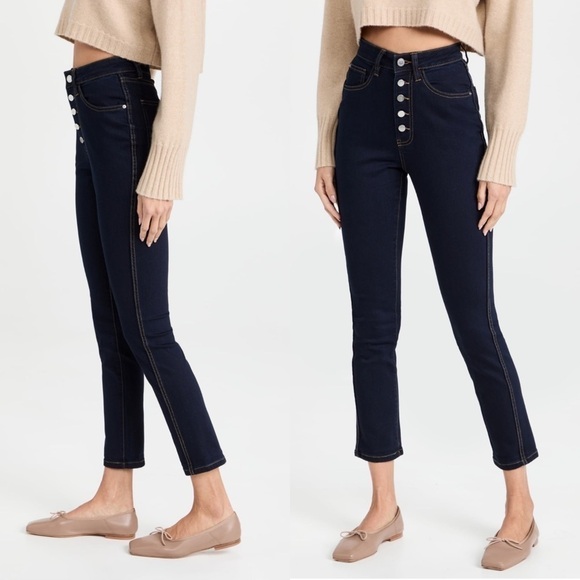 WEWOREWHAT THE DANIELLE HIGH RISE VINTAGE STRAIGHT DANI BLUE BLACK DENIM JEANS - Picture 2 of 16
